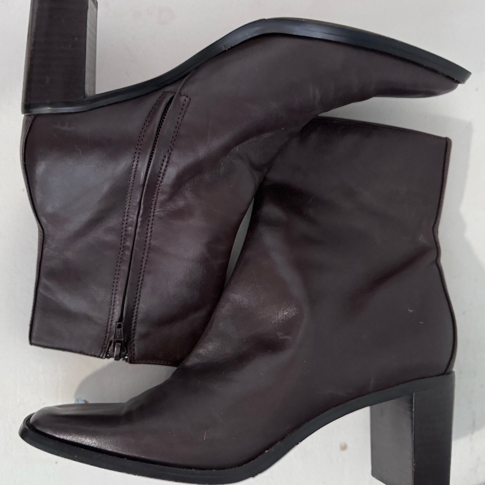 WORTHINGTON Leather Square Toe Ankle Boots